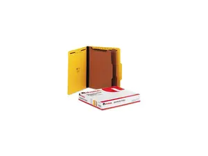Pressboard Classification Folders, Letter, Six-Section, Yellow, 10/Box