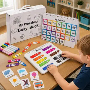 Mallify Montessori Busy Book 30 Activities for Kids, Interactive Learning Activities, Bilingual Toddler Markers, Travel-Friendly Busy Board, Ideal Gift for Preschool Kids, Teaching & Painting Supplies, #Summervibes, #SummerFinds