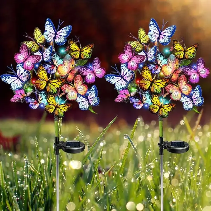 Solar Butterfly Tree Light 2PACK/1PACK, Outdoor Garden Decor LED Warm /Multicolor, Perfect Birthday Gift for Mom or Girlfriend, Solar Garden Lights