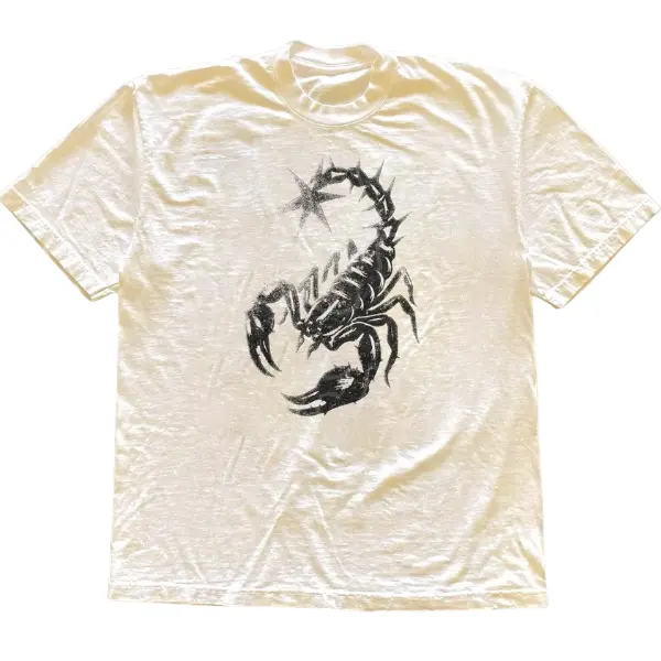 Scorpion Shirt Y2K Grunge Aesthetic Faded Streetwear T-shirt For Men Women - Vintage Graphic Tee – Unisex S-3XL – Menswear & Womenswear – Streetwear Tops – Casual Cotton Crewneck Shortsleeve T-shirt