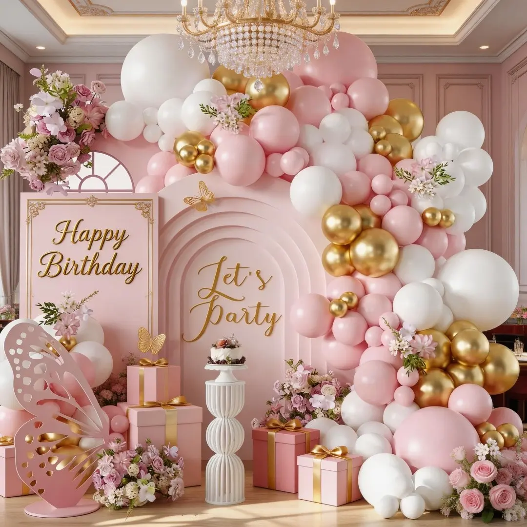 121pcs Elegant and Balloon Arch Set, Balloon Arch Kit, Latex Balloons, Balloon Arches Decorations, Perfect for Birthday, Kids Party, Wedding Decor, Mother's Day, Anniversary Party