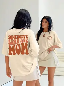 Somebody's Bomb Ass Mom Graphic Print Fitted T-Shirt - Retro Y2K Mom Life Tee