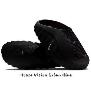 Eye-catching black slides with a lightweight, cushioned build
