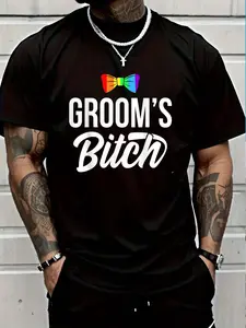 100% Cotton LGBT Pride Gay Bachelor Party Grooms's Engagement T-Shirt Women's Men's Graphic Tee Crew Neck summer vacation Tops