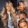 P4/27 Ombre Highlight 13x6 Lace Front Wigs 180% pre plucked Human Hair with Baby Hair Honey Blonde Body Wave Lace Frontal Human Hair Wigs