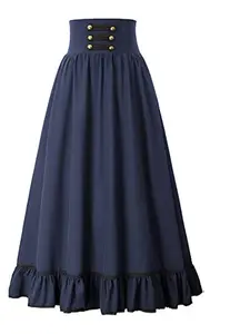 Women's Medieval Vintage High-Waist Dress, Costume Skirt, Retro Style, Perfect for Historical Reenactments and Parties