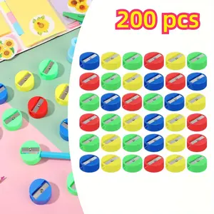 200 Packs Colorful Mini Handheld Pencil Sharpener for Students, Round Small Manual Pencil Sharpeners for School Classroom Home Office Supplies