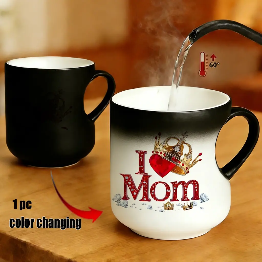 Magic Color - Changing Cup Mom's special cup Heart Mug,"I LOVE Mom"Design, Thermosensitive Ceramic Cup,  330 ml,Mother's Day Gift, gift for mom Birthdays, Drinkware Coffee, Beverage, Ceramic Mugs