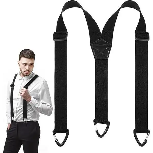 Heavy-Duty Classic Hidden Suspenders for Men/Women, 1.5" Wide Adjustable Clip-On Invisible Under-Clothes Braces with Snap Loops, Work Safety Gear for Holding Trousers, Wedding-Ready