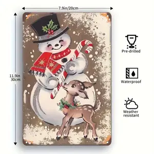 Retro Snowman and Reindeer Iron Wall Decorations Heavy Duty Festive Signs with Hats and Candy Sticks No Electricity Needed Perfect for Home Cafe Garden and Bar Christmas Decor Easy to Hang
