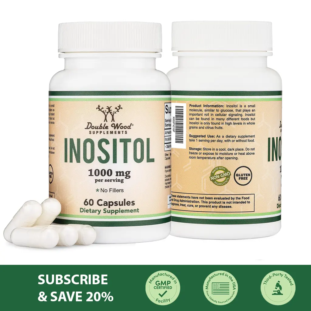 Inositol | 1000 mg | 60 Count | Supports Healthy Aging, Energy Metabolism | Hormone Balance & Fertility | Double Wood Supplements