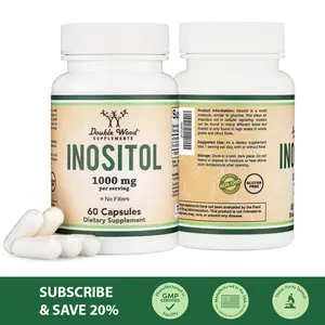Double Wood Supplements Inositol 1000 mg per Serving 60 Capsules for Hormone Balance & Fertility US Made Dietary Supplement