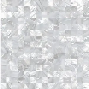 Peel and Stick Backsplash MOP Shell Mosaic Subway Tile, for Living Room Background Wall and Kitchen 12In x 12In White (1Pack)