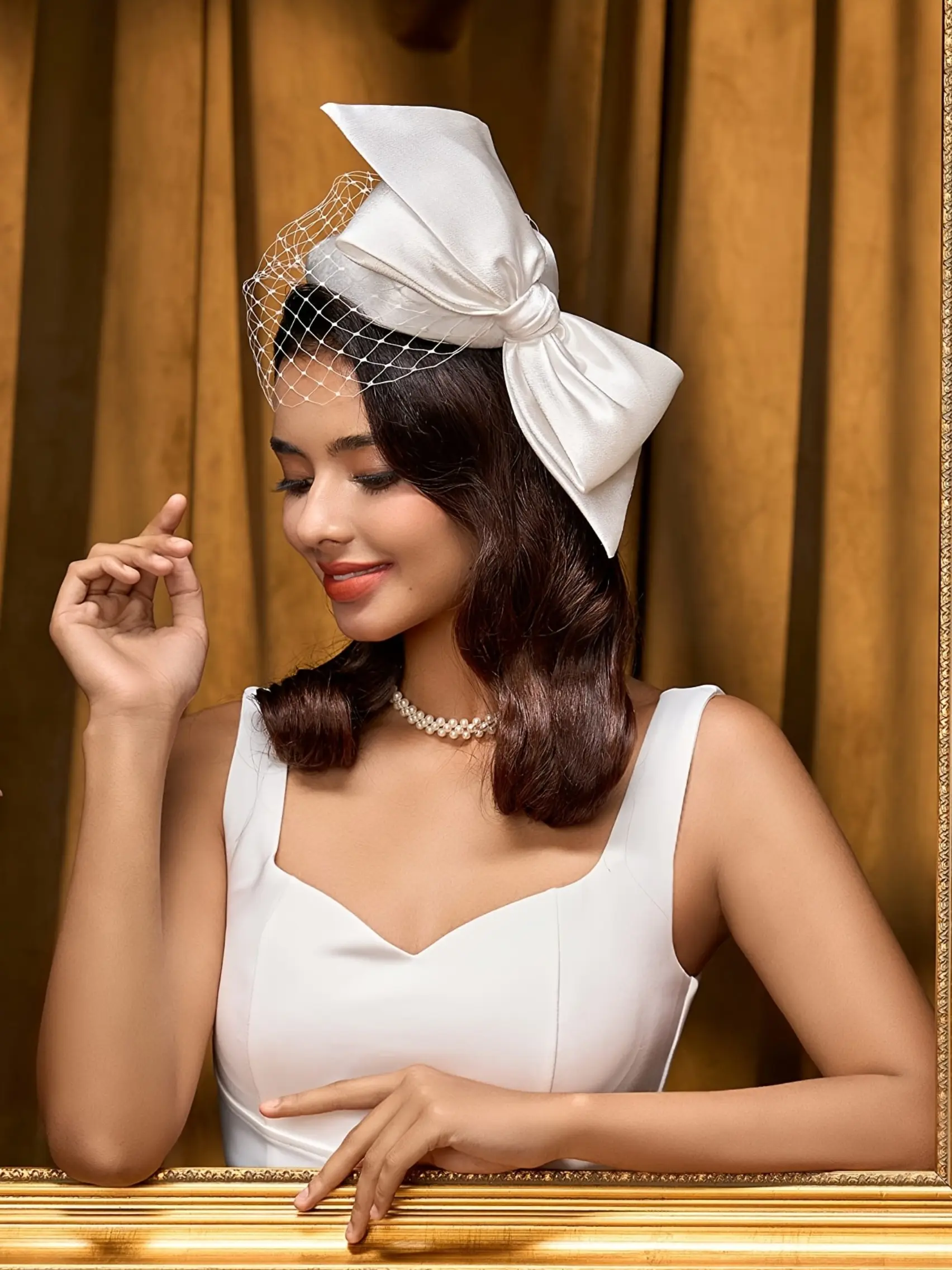 Bow Fascinators Hats 20s 50s Vintage Hat Pillbox Hat Cocktail Tea Party Wedding Headwear with Veil for Girls and Women