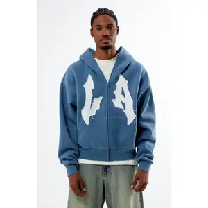 Pacsun Men's LA Raw Applique Full Zip Hoodie