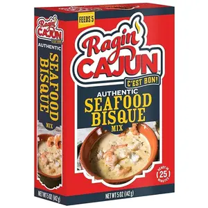 Ragin' Cajun Rich Seafood Bisque Mix - 5 oz Box, No MSG, Authentic Louisiana Creole Shrimp Soup, Perfect for Quick Family Meals, Gourmet Crab Crawfish Stew, Easy Cajun Recipe with Premium Creole Flavor