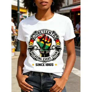 Unisex White Cotton Juneteenth Celebrate Freedom Tee, Soft Lightweight Short Sleeve Shirt, Vibrant Heritage Graphic, Perfect Holiday Gift and Birthday Gift for Teens, Adults and Seniors, Great for Juneteenth Cookouts and Family Gatherings