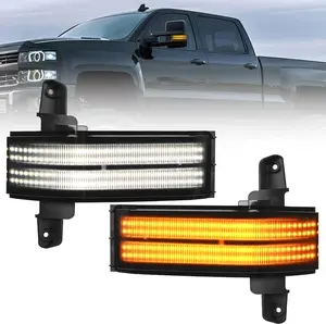 Nilight Truck Mirror Lights - Switchback Amber Turn Signals, White Parking Lights, Smoked Lens, High Visibility, Night Safety, PC Housing, Plug-and-Play Compatible With 2016-2019 Chevy Silverado, GMC Sierra 1500/2500HD/3500HD