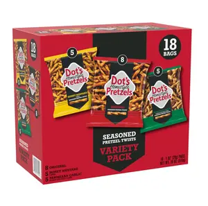 Dot's Homestyle Pretzels Variety Pack, Original, Honey Mustard, and Parmesan Garlic Twist Snack, 1oz Individually Sized Bags (18 Count)