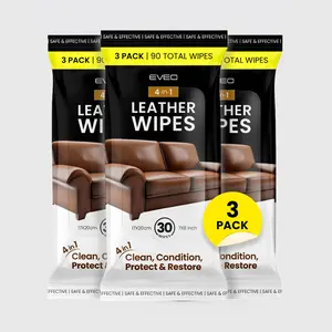 Leather Cleaning Wipes - (3 pack of 30 wipes) - 90 wipes