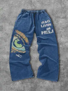 Men's Washed Cotton Knit Straight Leg Long Pants, Fitted Design, Comfortable & Stylish, Perfect for Daily Wear & Outdoor Activities, Casual Outdoor Trousers