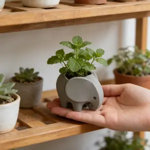 Mini Elephant Succulent Planter with Drainage Hole, 3D Printed Small Cactus Pot, Indoor Outdoor Decor, Durable Plastic, Gift Idea