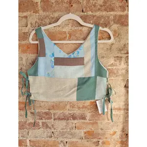 Joan Patchwork Side Tie Tank/Cami Shirt from Vintage Quilt