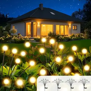 Vibrant Solar Garden Lights, Ultra Bright Solar Powered Firefly Lights Outdoor Waterproof, High Flexibility Starburst Swaying Light, 8 LED Landscape Lighting Decorative for Pathway Patio Yard