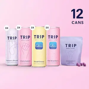 TRIP Ultimate Calm Bundle: 12-Pack Citrus Berry Variety Drinks + Wild Berry Magnesium Gummies (30-Day Supply) – Ashwagandha, Lion’s Mane, L-Theanine, Sugar-Free, Vegan