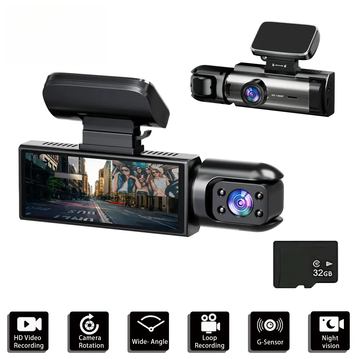 Full HD 1080P Dual Camera Dash Cam 3.16 Inch IPS Screen Car Driving Recorder with IR Night Vision G Sensor Loop Recording Parking Monitor Wide Angle Lens Accident Evidence Car Camera 4K Dashcam for Safety 24 Hour Parking Mode Car Accessories Electronics C