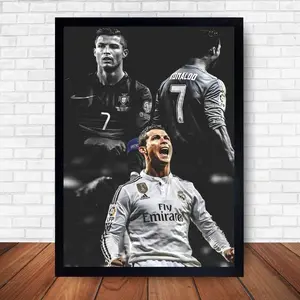 [UNFRAMED] Cristiano Ronaldo Football Art, Legendary Soccer Poster, Premium Home Wall Decor