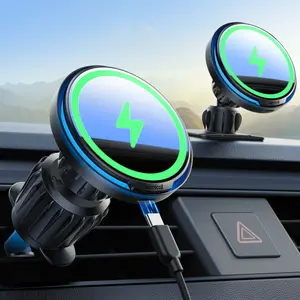 Lamicall NEW Magnetic Car Phone Holder Wireless Charger, Car Accessories with Magnetic Charging Design, 15W QC Fast Charging, Secure Vent Mount for iPhone 12-17 Pro Max