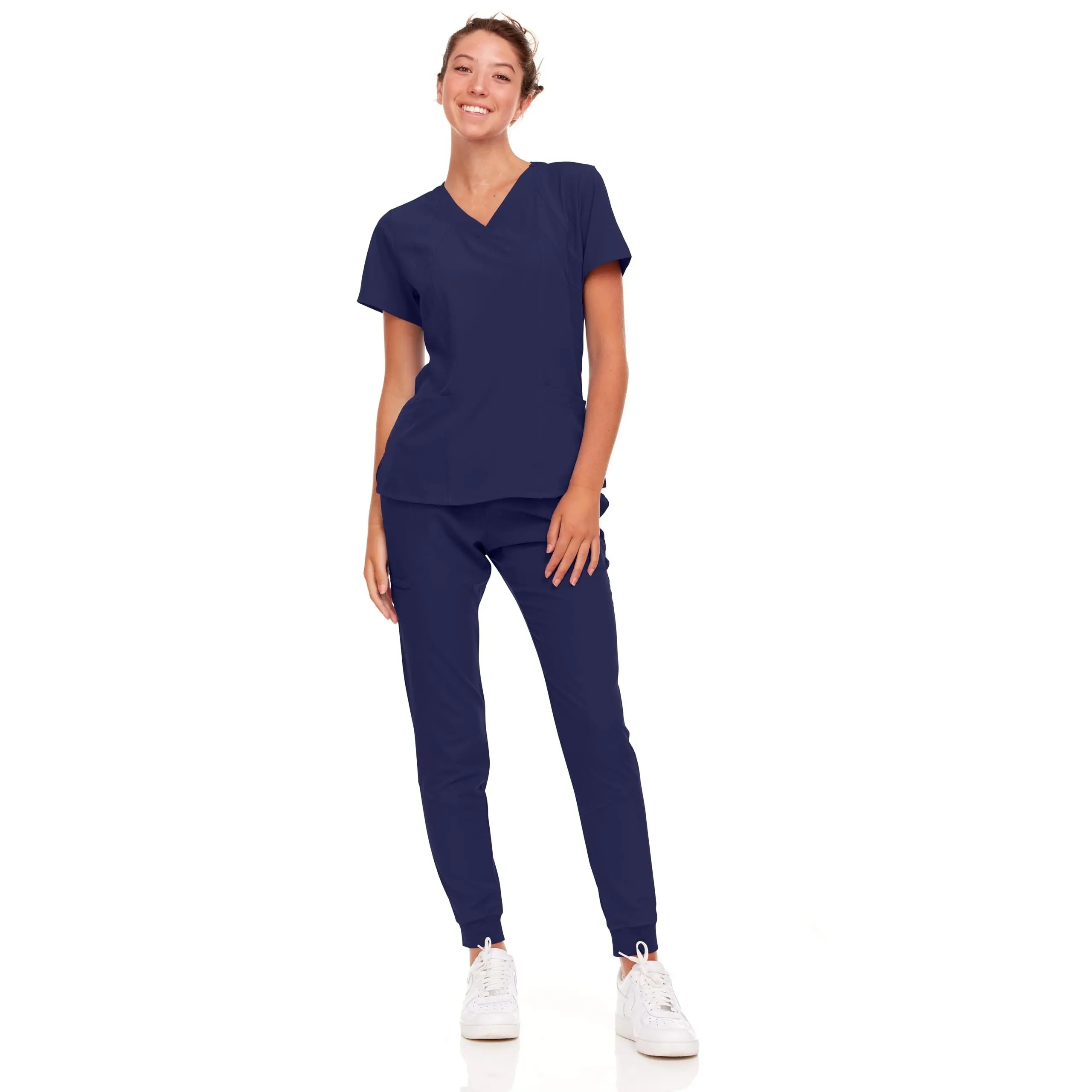 Natural Uniforms Womens Cool Stretch Jogger Scrub Set (True Navy Blue, XX-Large)