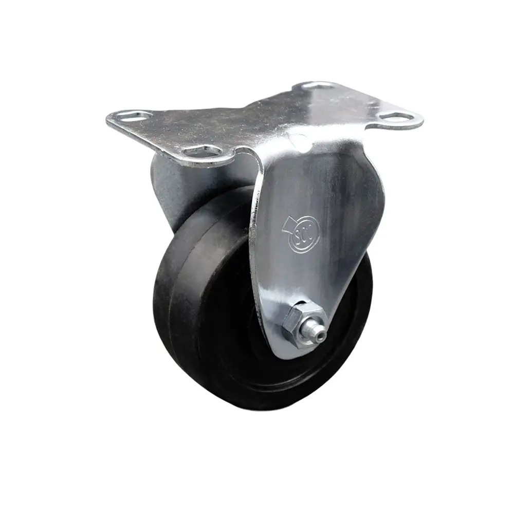 212 MAIN SCC-20R314-SRS-TP2 Rigid Rubber Castors with Bolt Hole & Threaded Stem, 3 in. Soft Tread Wheel, 3.13x4.13 in. Plate Mount Top Plate, 175 lbs Capacity, Chemical Resistant Quiet Roll for Carts, Shop Projects