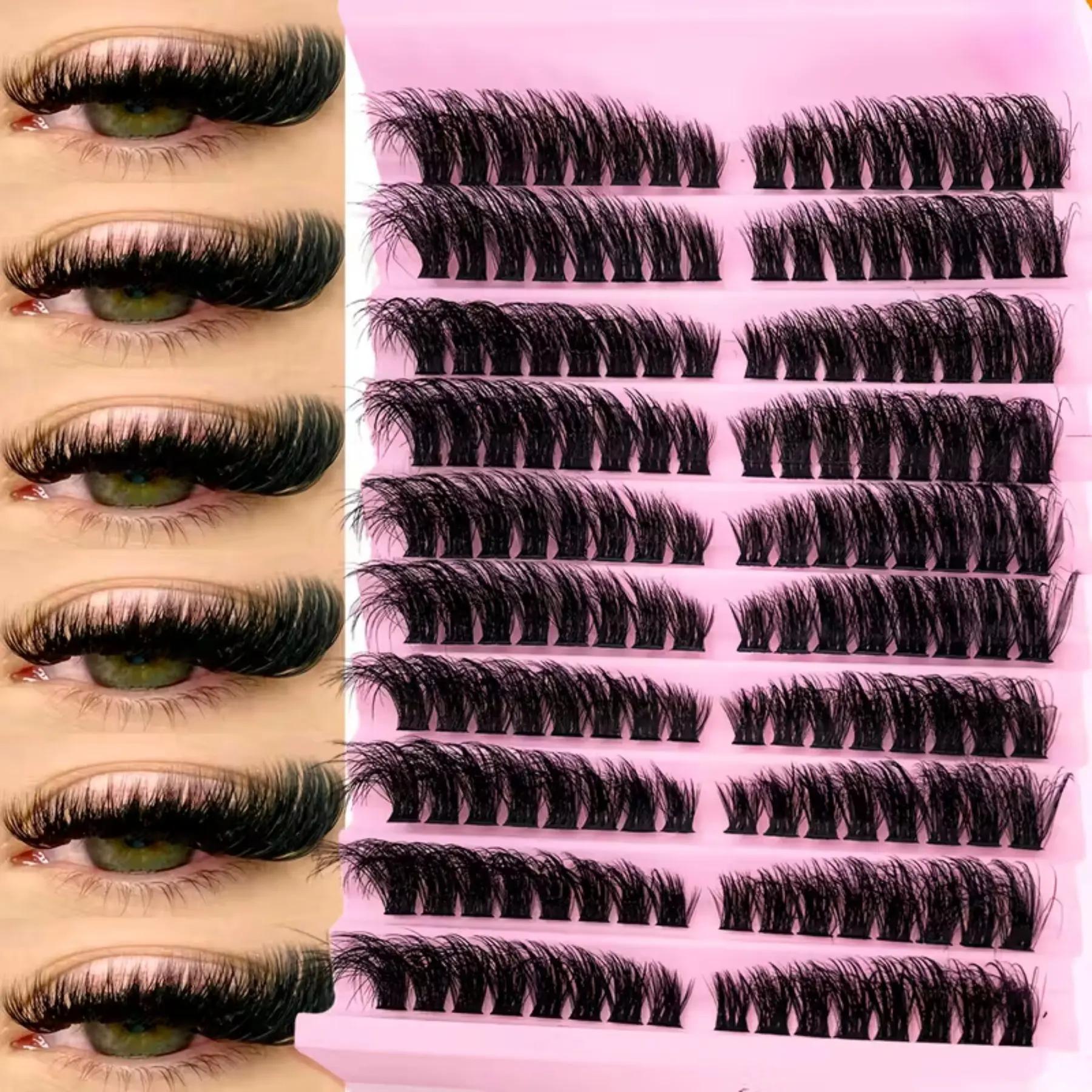 160PCS DIY Individual Lash Clusters – D Curl (10-18mm), False Eyelashes Extensions Set, Synthetic Lashes, Wide Stem For A Natural Or Thick Look, Reusable Eyelash Extension Kit For Home, Daily Wear, Weddings, Parties