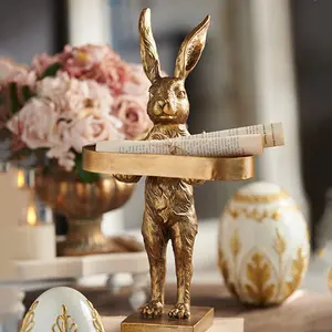 Standing Gold Bunny with Tray