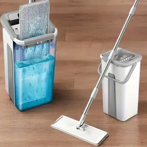 1 set, household cleaning mop and bucket set, no-hand flat mop, dust-removing mop with bucket, dry and wet cleaning, tile, marble and wooden floor cleaning mop, cleaning supplies, cleaning tools, Christmas gift