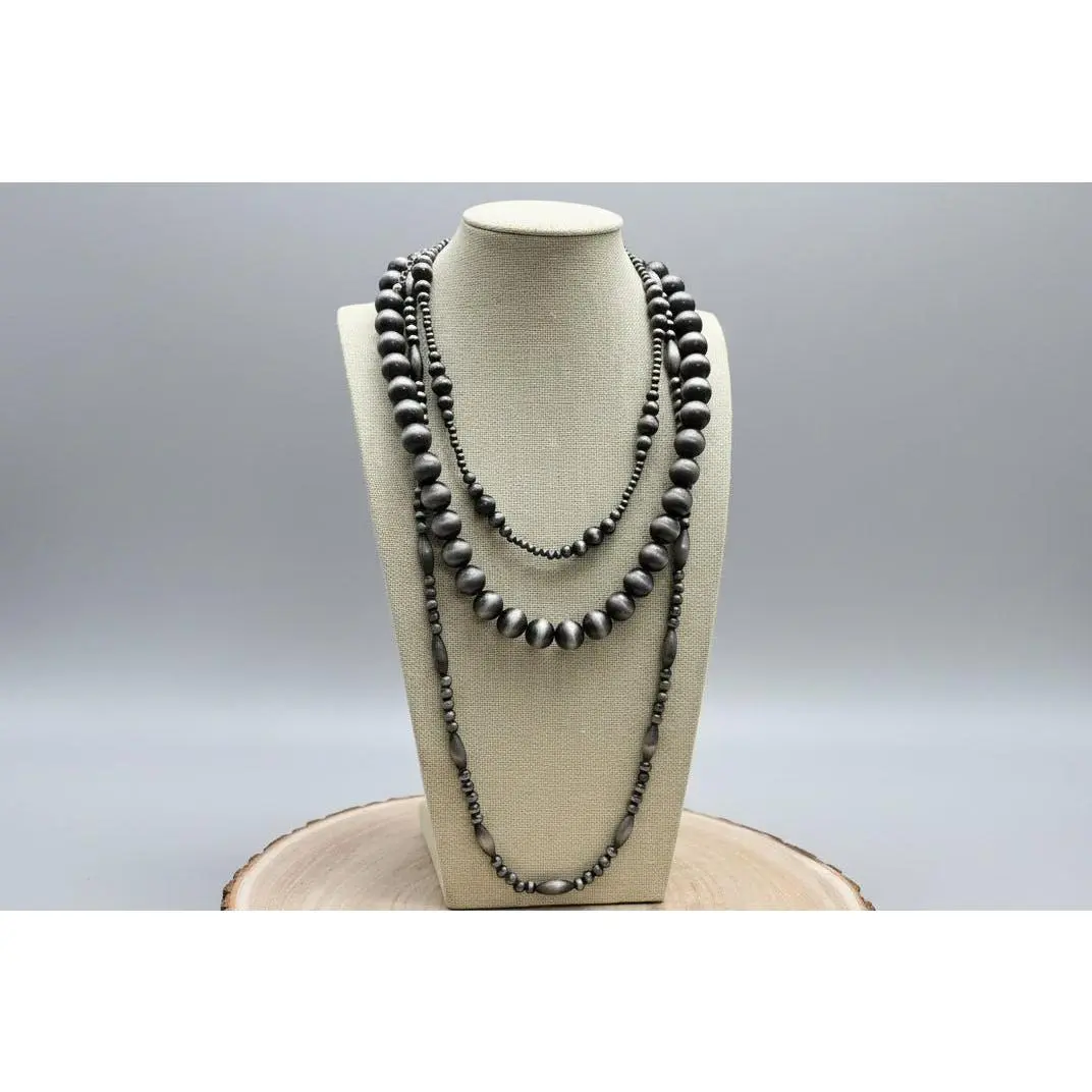 Western Faux Sterling Pearl 3-Piece Necklace Set — 18", 22", 26" Layered Trio