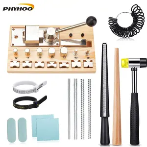 Ring Bender Kit - Professional Ring Bender Machine with 12-22mm Dies, Mandrel, Hammer & Sizers for Jewelry Making