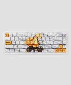 Demon Slayer Kimetsu No Yaiba Zenitsu Full Art PBT Dye Sub Keycaps for Mechanical Gaming Keyboards, Cherry MX Switches, Custom Side Print, ANSI ISO Support, US Layout - Officially Licensed