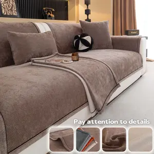 1PC Modern Chenille Sofa Cover, Thick Soft Couch Cover, Non-Slip Machine Washable Sofa Seat Pad Protector, Anti-Scratch Pet-Friendly Furniture Cover for 1/2/3/4-Seater, Sectional & L-Shaped Sofa