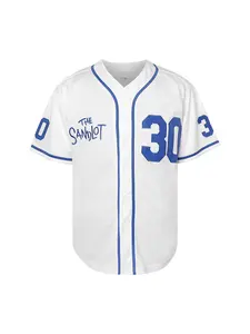 Men's Letter & Figure Embroidery Short Sleeve Baseball Jersey, Baseball Shirt, Loose Sporty Button Front V Neck Baseball Top for Training Competition, Comfy Sportswear for Men