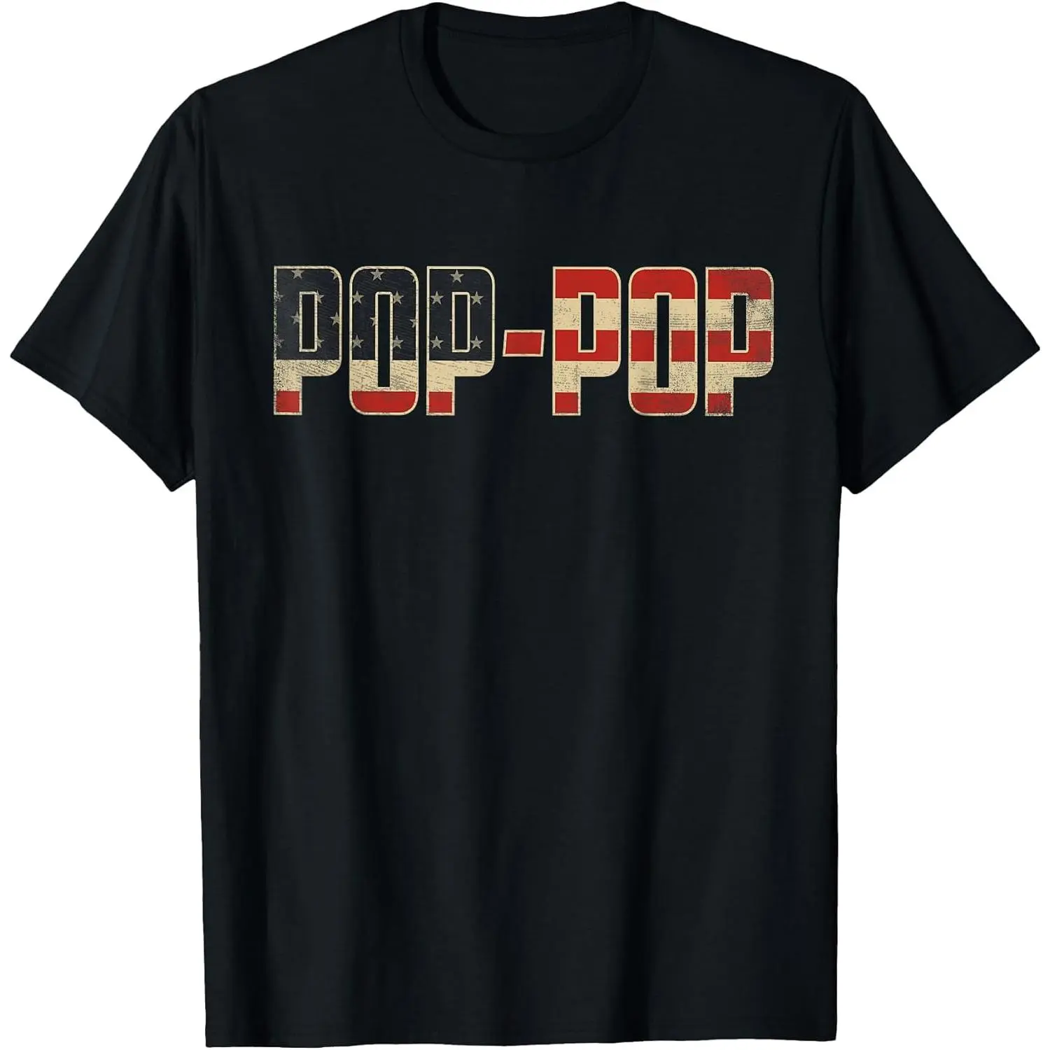 🇺 🇸 🎵 [100%Cotton]Pop-Pop Bold Patriotic American Flag Father’s Day Pop-Pop T-Shirt Pure Cotton Graphic Tees Menswear Top: Gifts for Men & Women