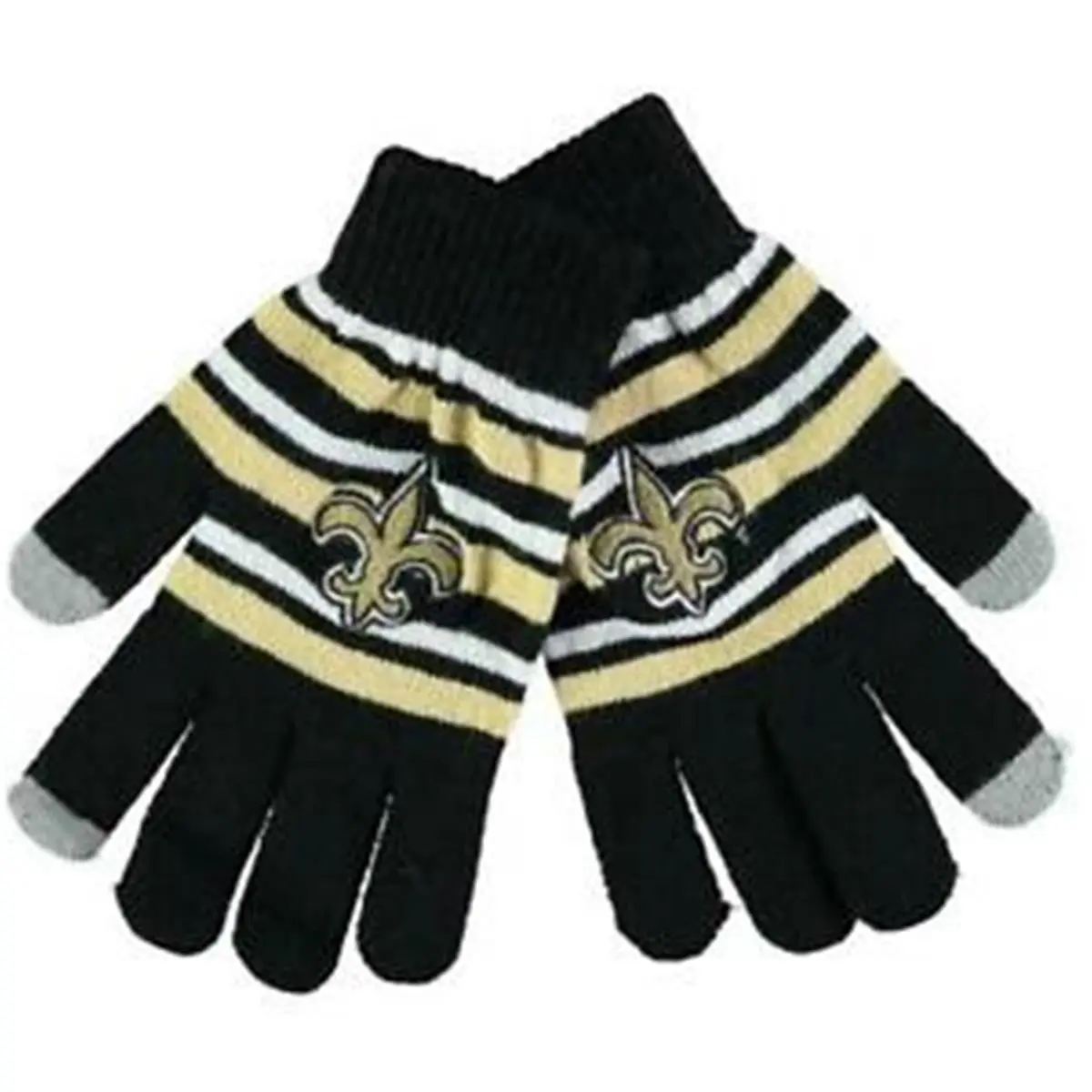 Forever Collectibles 9279784026 Male Striped New Orleans Saints Acrylic Knit Gloves - Football Fashion for Sports Fans with Saints Logo
