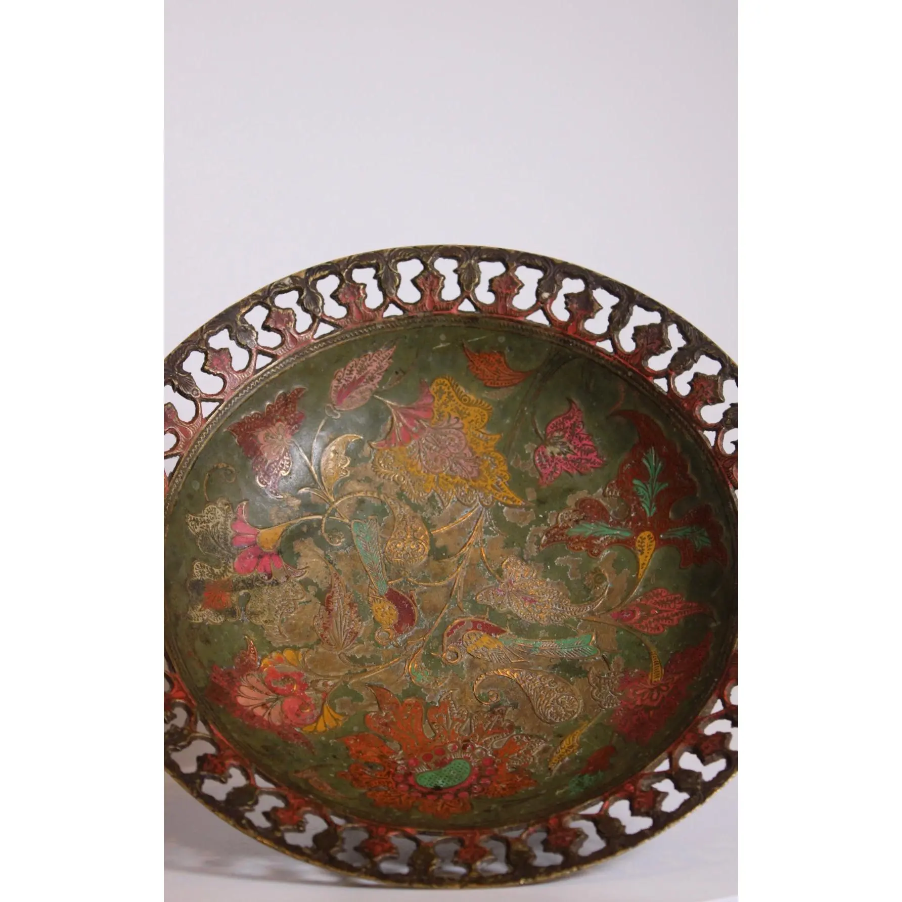 Large Pierced Brass Floral Tray