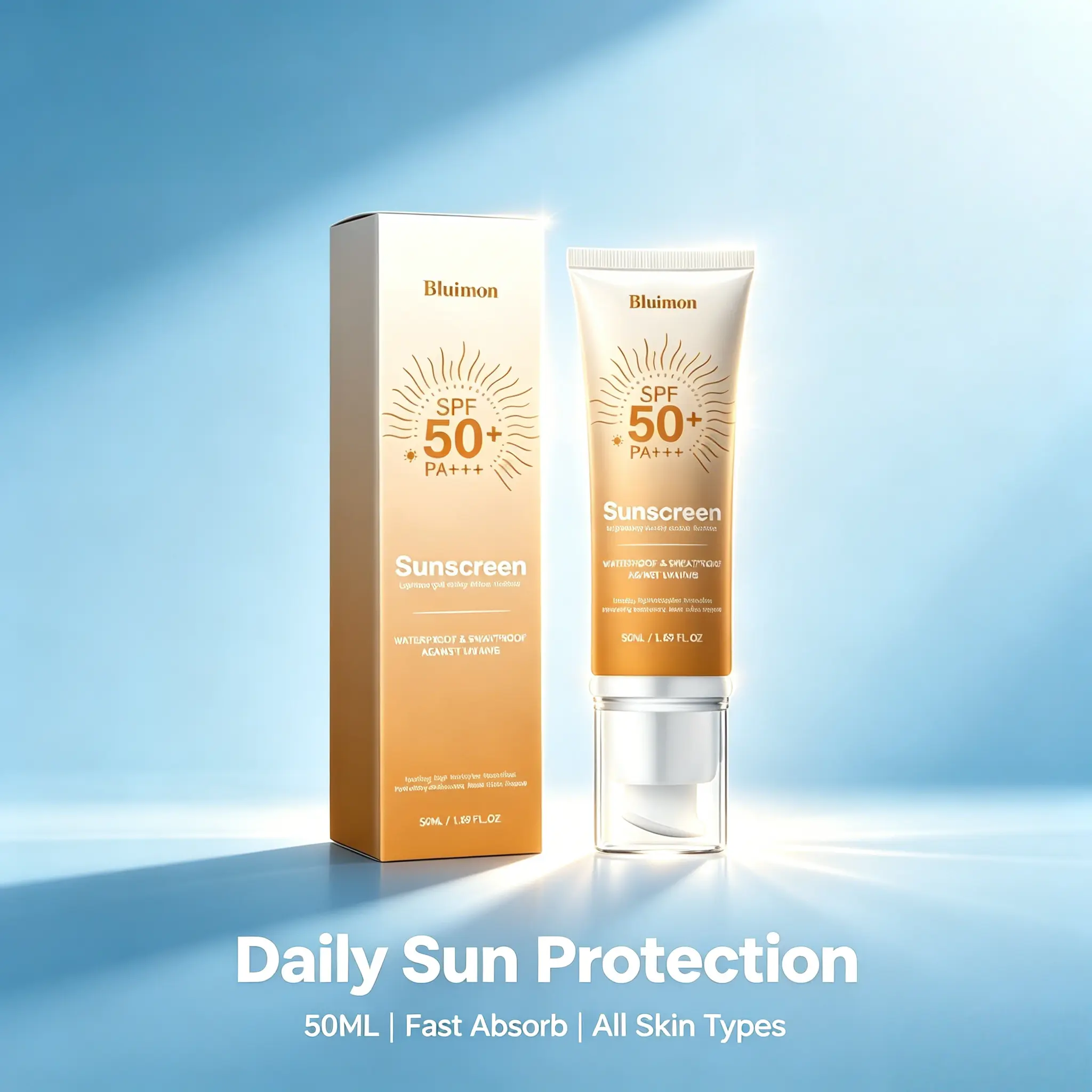 Bluimon Tinted Face Sunscreen and Hydrating Moisturizer, SPF 50+ PA+++ Broad Spectrum, Lightweight with a Non-Greasy Finish, Sunscreen For Face