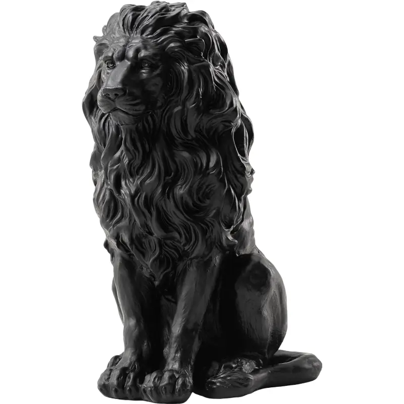 20.5" ARCH Poly Resin Lion Statue, Decorative Gardening-Themed Outdoor Guardian Sculpture with Hand-Carved Details, Heavy-Duty Weather-Resistant Art Deco Decor for Garden, Patio, Black/Brown Options, Decorative Gardening-Themed Statues, Poly Resin Statues