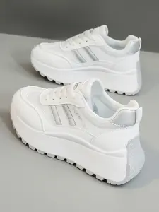 Women's Casual Sports Shoes, Skateboarding Sneakers, Road Running Shoes, Athletic Running Shoes, Platform Running Shoes, Thick Sole Height Increase, Breathable Mesh, Athletic Running Trainers, Fitness Running Shoes