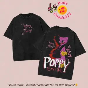 Poppy Playtime T-Shirt Double Printed Unisex Acid Washed Lightweight Cotton T-Shirt, CatNap Shirt, Indie Horror Game Shirt, Video Game Shirt, Gamer Gift, streetwear fit