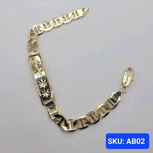 Bracelet Unisex Fashion Laminated-Gold Adult Size 8 Inches 10 millimeters plate 9 millimeters chain Jewelry Accessory for Men & Women Elegant Stylish Finish SKU  AB02